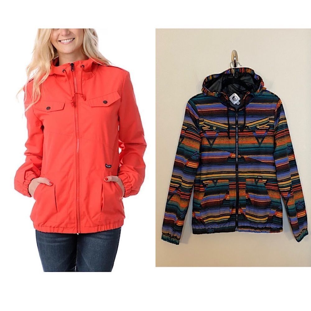 VOLCOM-ENEMY Lines Aztec/Tribal Lightweight Windbreaker (Size:Small)